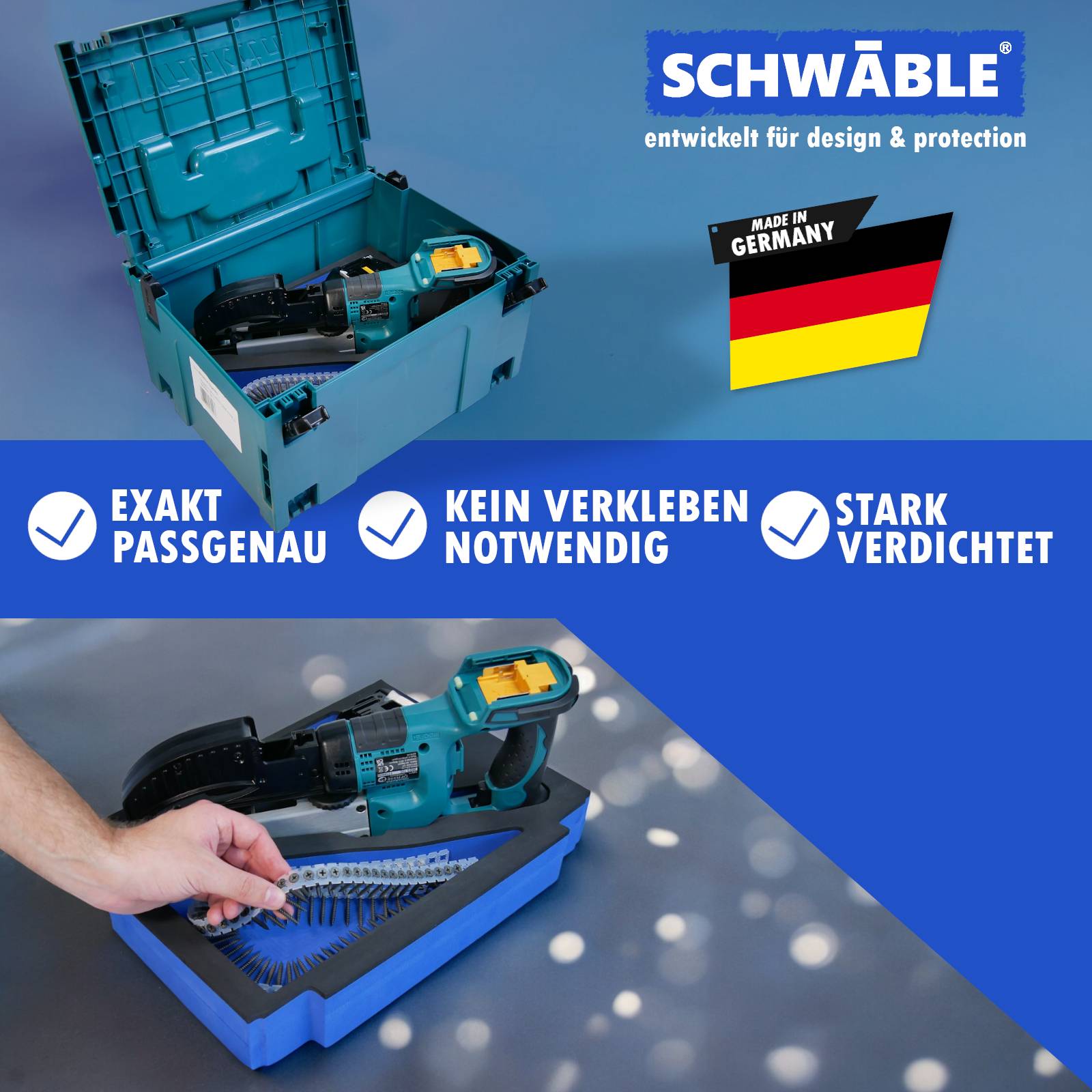 SCHWÄBLE® Schaumeinlage Schaumstoffeinlage für Makita Magazinschrauber DFR550