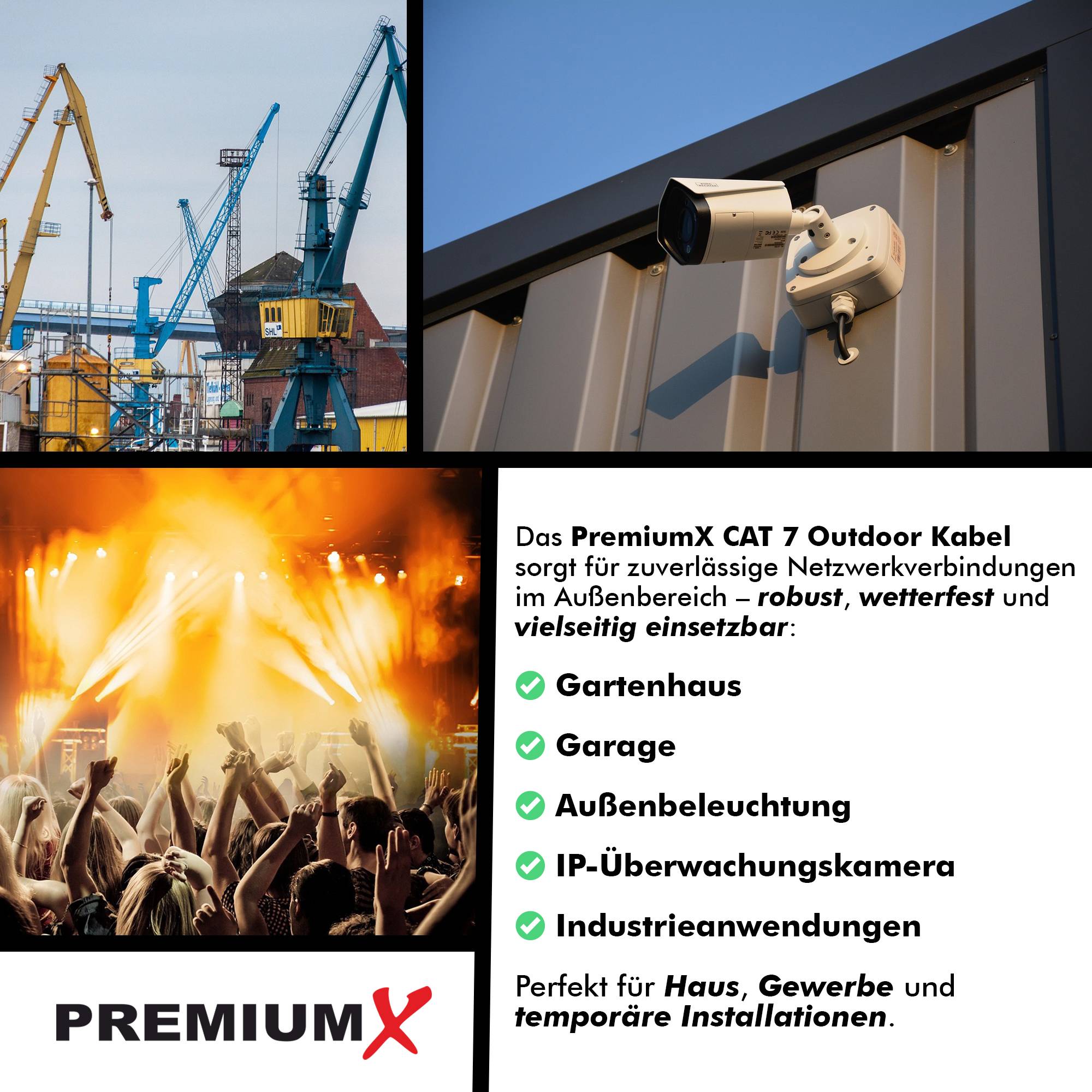 Premium X CAT 7 Outdoor Netzwerkkabel 500m – 10 Gbit/s Erdkabel Datenkabel Ethernetkabel LAN Kabel für Außen S/FTP AWG23/1 Verlegekabel - reines