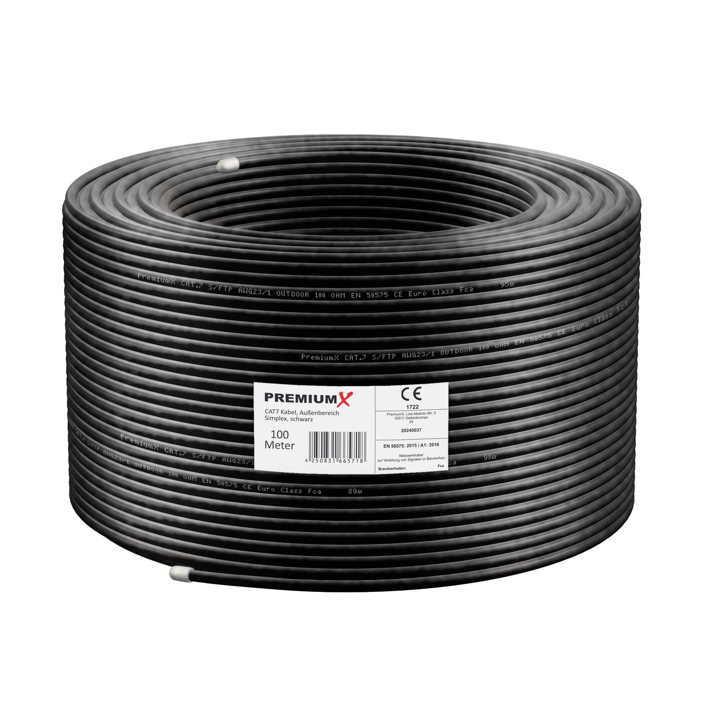 Premium X CAT 7 Outdoor Netzwerkkabel 100m – 10 Gbit/s Erdkabel Datenkabel Ethernetkabel LAN Kabel für Außen S/FTP AWG23/1 Verlegekabel - reines