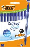 BIC Kugelschreiber Cristal Soft transparent, Schreibfarbe: blau, 10 St.