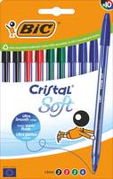 BIC Kugelschreiber Cristal Soft transparent, Schreibfarbe: farbsortiert, 10 St.