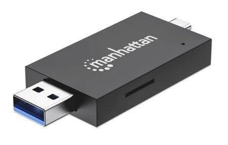 MANHATTAN USB 3.0 Typ-C / Typ-A Kombo-Kartenlesegerät / Multi-Card Reader / Writer Anschlusskabel