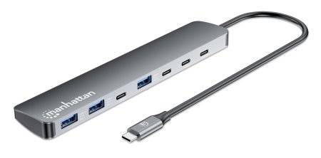 MANHATTAN 7-Port 10G/5G USB-C / USB-A Hub 4+3 mit Power Delivery Eingabe / Ausgabe Hubs