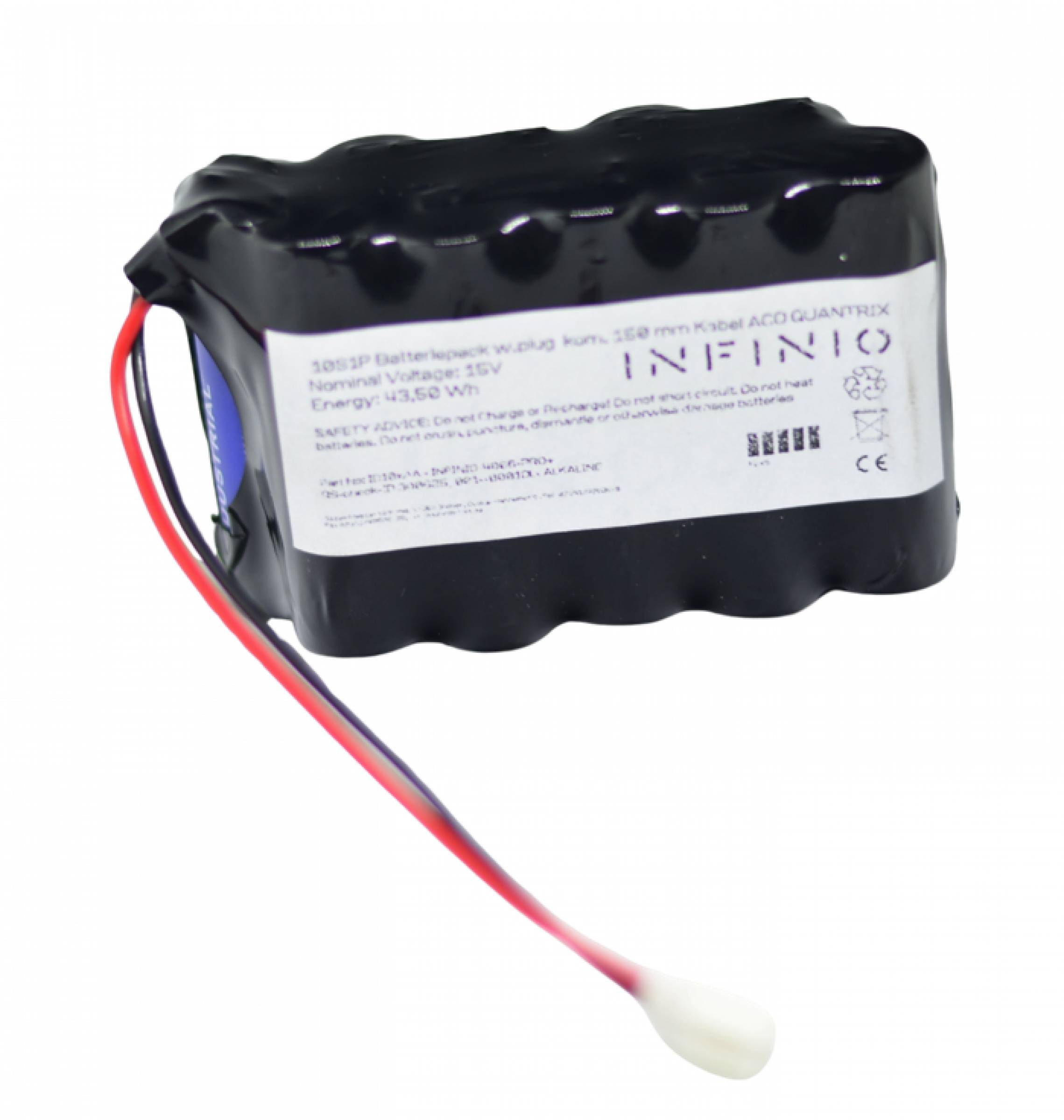 Batteriepack Alkaline mit Varta Industrial Pro Zellen inside - 15V 2970mAh F2x5 Mignon (AA) mit 150mm Kabel und Stecker – komaptibel zu ACO Quatrix