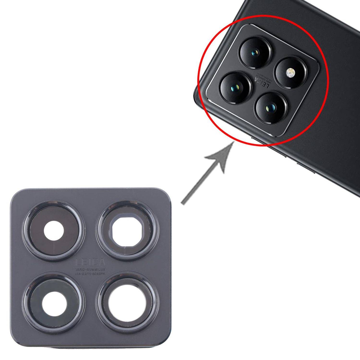 Für Xiaomi 14T Pro Kamera Linse Abdeckung Reparatur Ersatzteil Schwarz