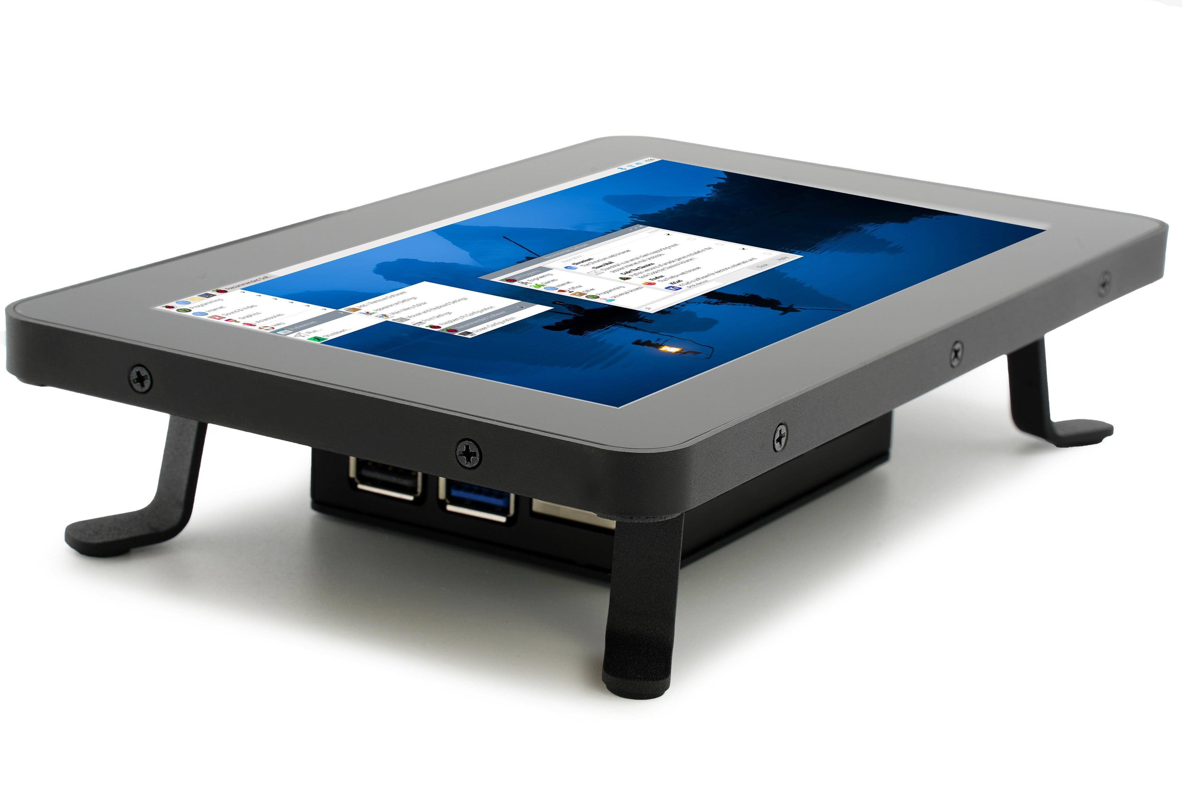 KKSB Case für Raspberry Pi 5, Touch Display 2, Aluminium, Stahl, Standfuß, Belüftung, Schwarz