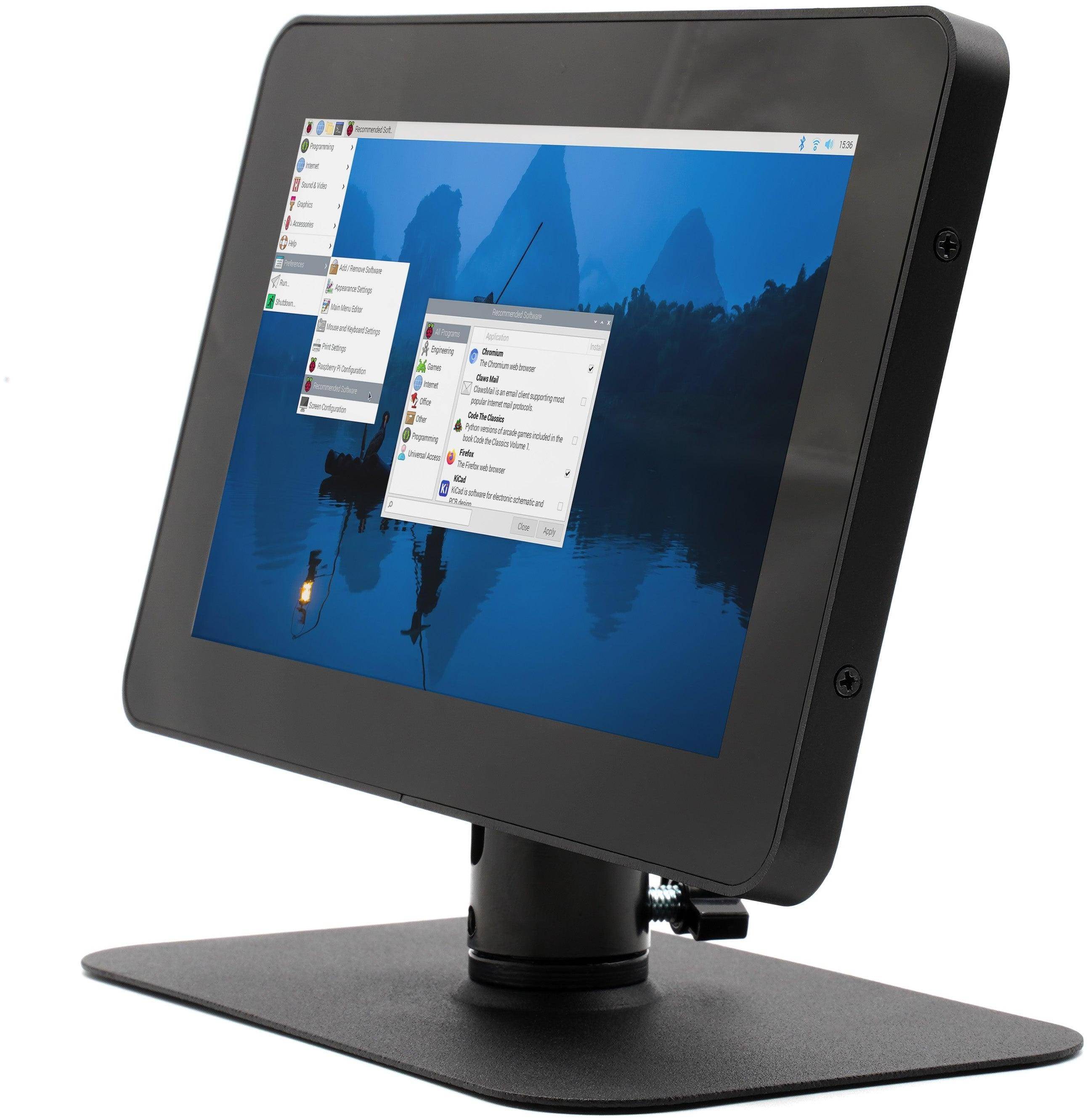 KKSB Display Stand Gehäuse für Raspberry Pi Touch Display 2, 360° Halterung, Stahl, schwarz