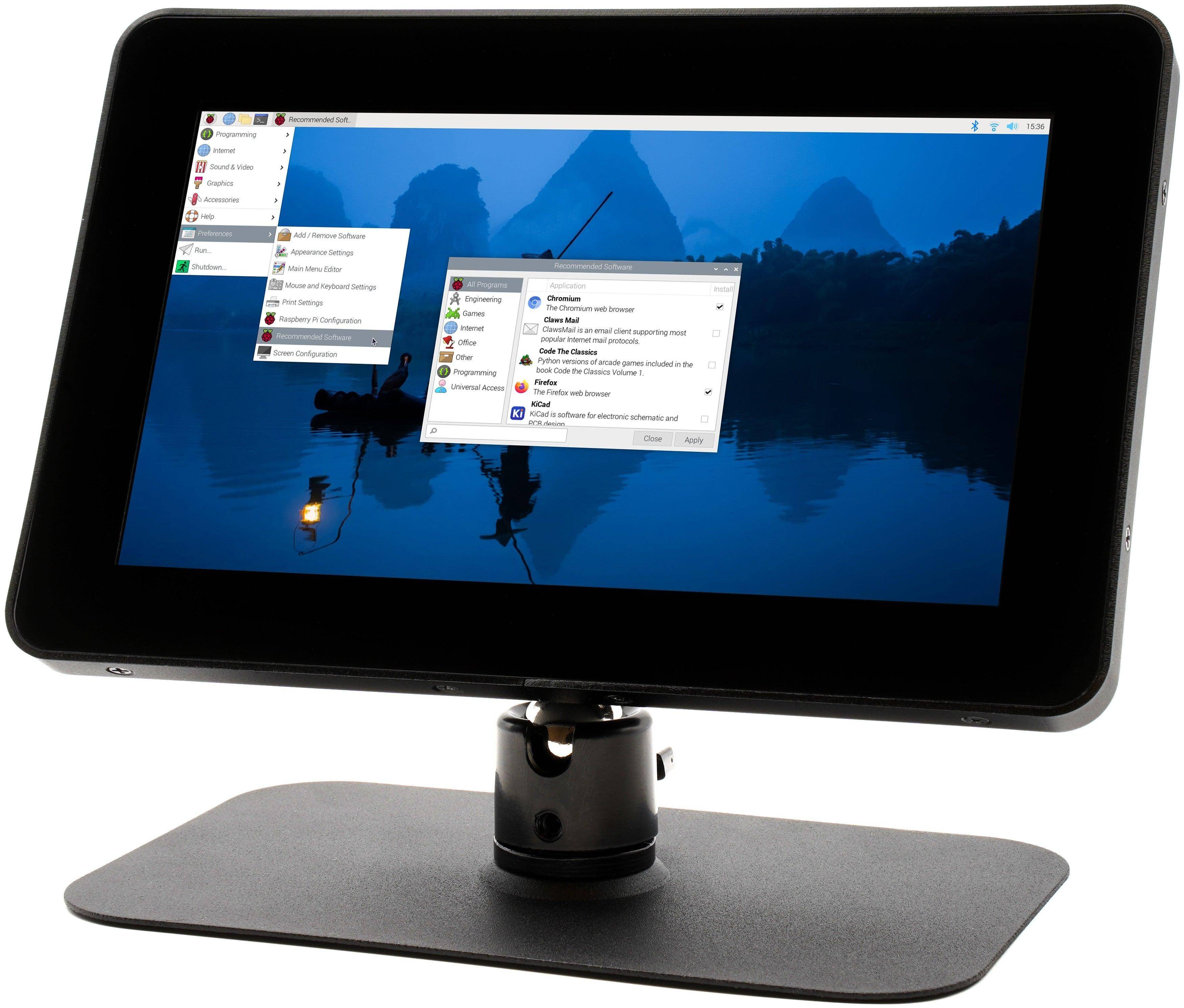 KKSB Display Stand Gehäuse für Raspberry Pi Touch Display 2, 360° Halterung, Stahl, schwarz