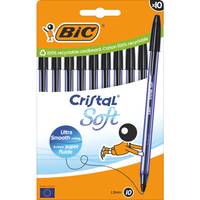 BIC Kugelschreiber Cristal Soft transparent, Schreibfarbe: schwarz, 10 St.