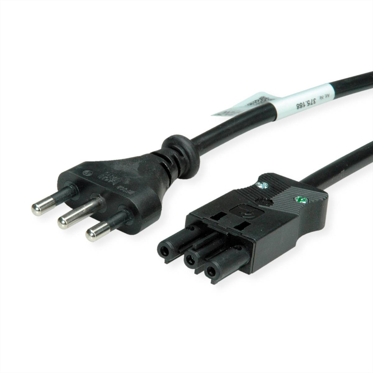 BACHMANN Zuleitung H05VV-F 3G1,5mm² 5m, Schwarz Italien P40 Stecker 16A Kupplung Stromversorgung