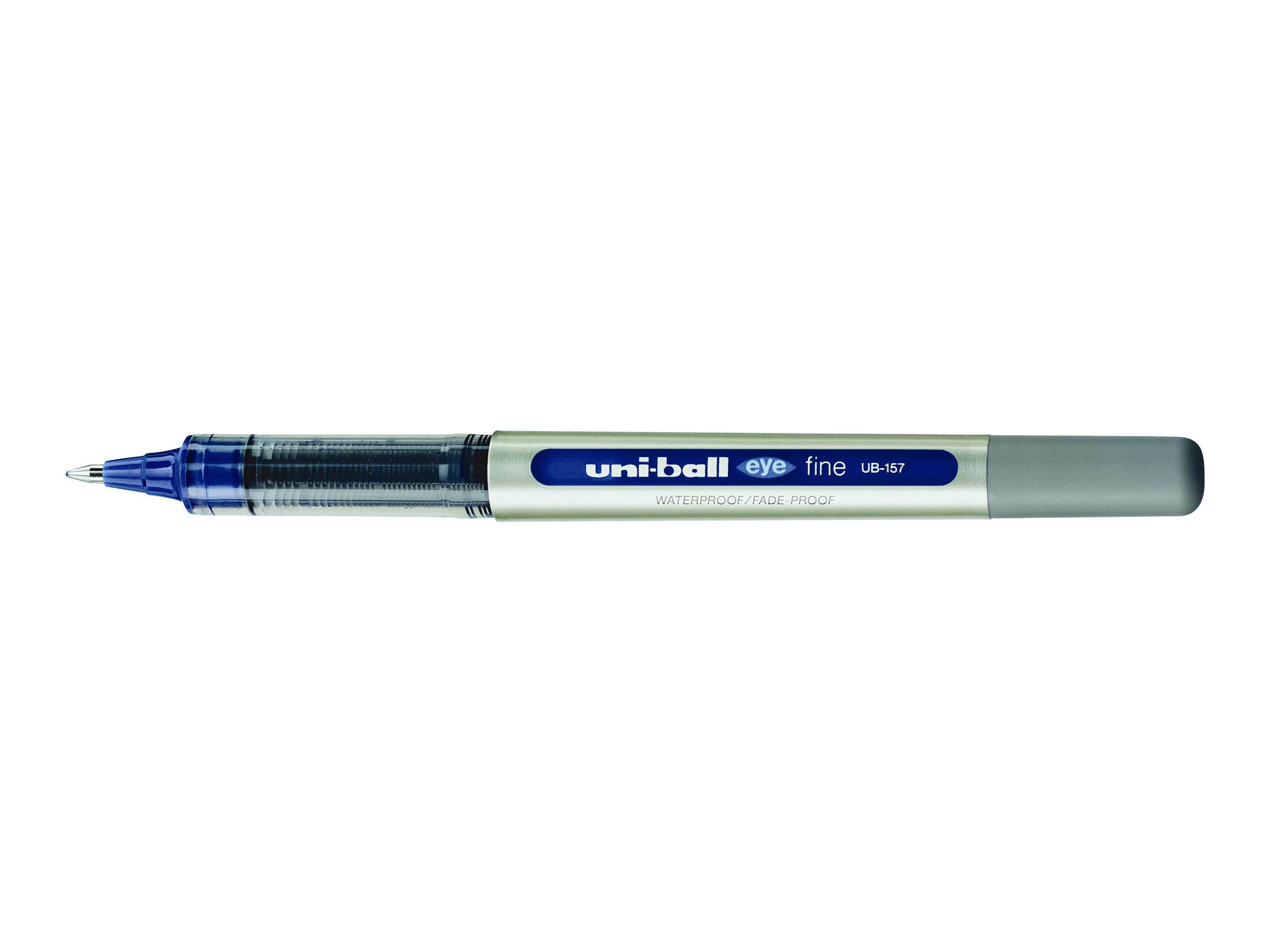 uni-ball eye fine UB-157E Tintenroller silber 0,4 mm, Schreibfarbe: blau, 12 St.
