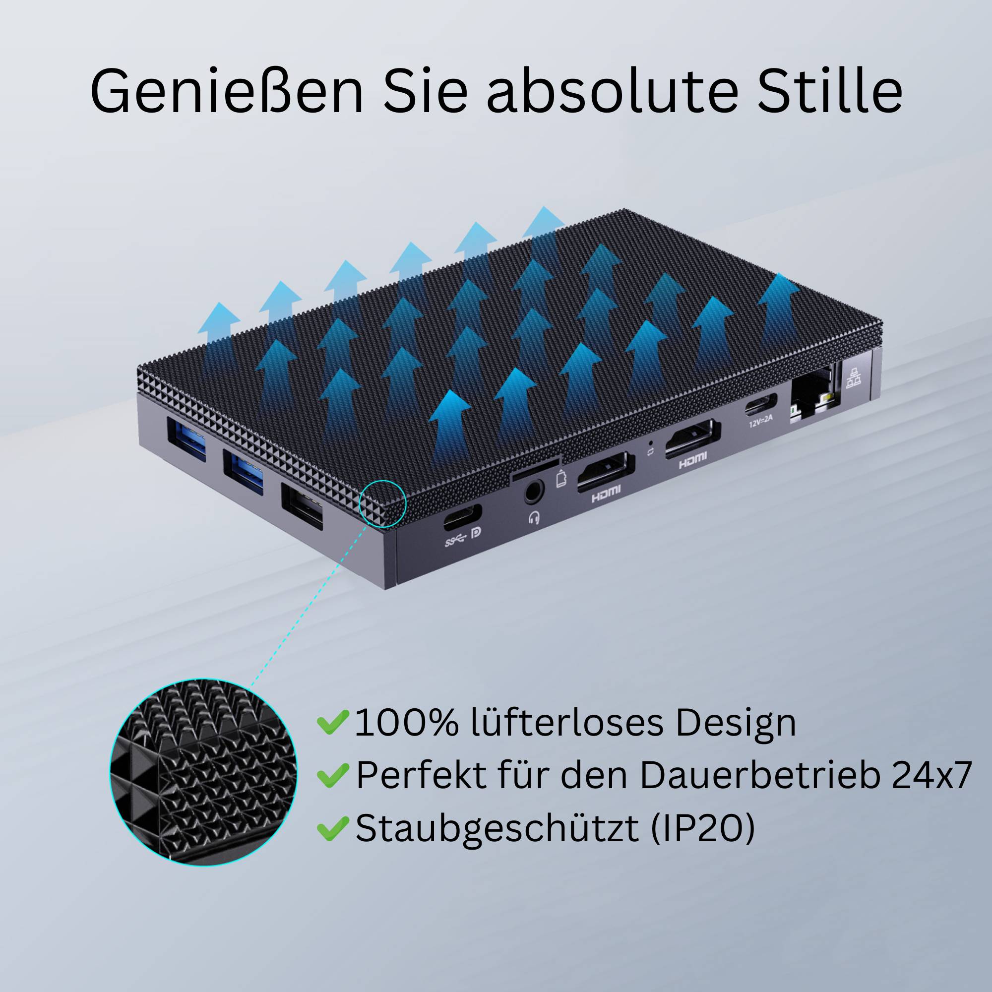 Orbsmart AW-16L Mini-PC Windows 11 Pro Desktop-PC / Multimedia Heim-PC lüfterlos (Intel N150, 8GB RAM)