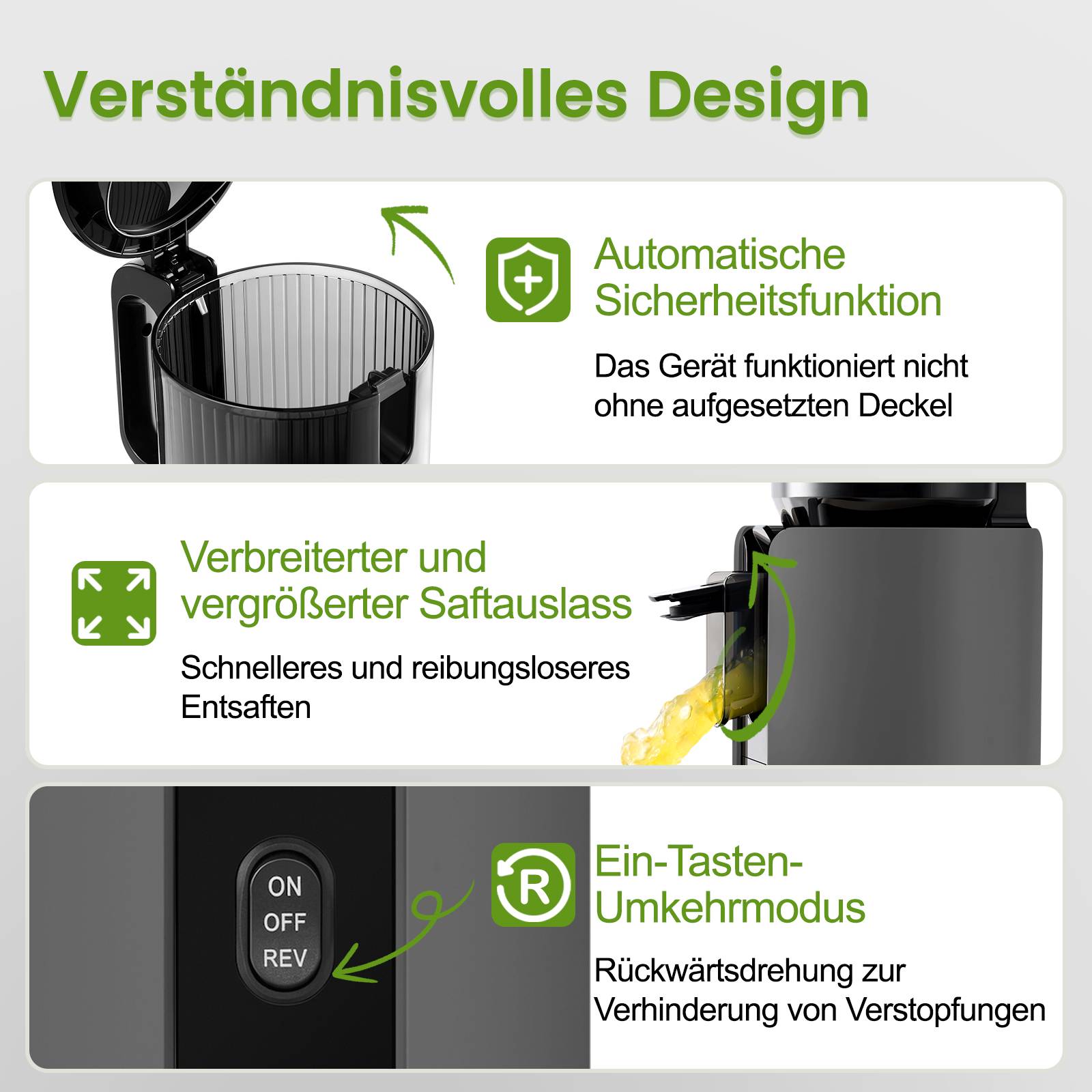 Ventray Kaltpresser, Breiter Schacht, Zweistufig Schraube, Leicht Reinigen