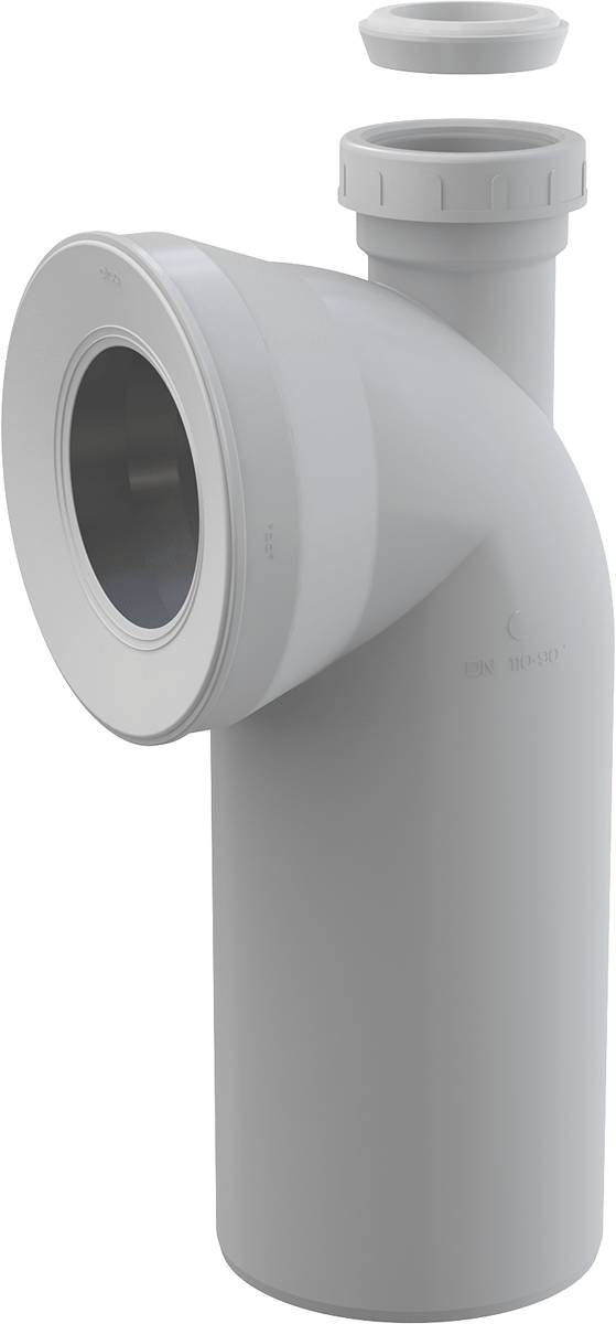 Alcadrain A90-90P40/50A WC Anschlussbogen 90° mit Konnektor Anschluss DN40/50