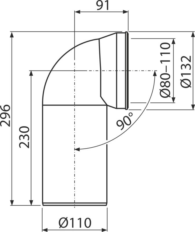 Alcadrain A90-90A coude de raccordement WC 90°
