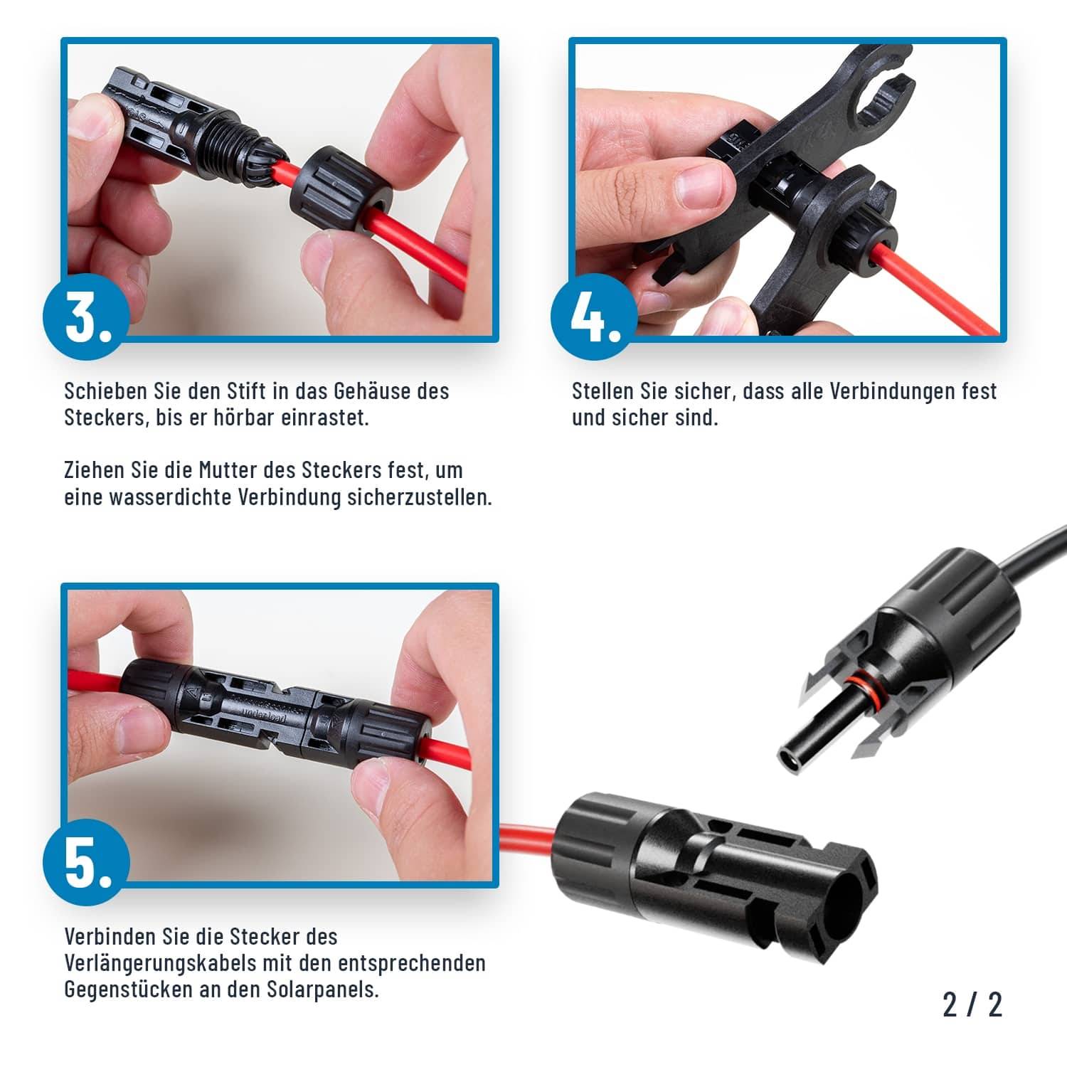ABSINA Solarstecker/Buchse, 4er Pack