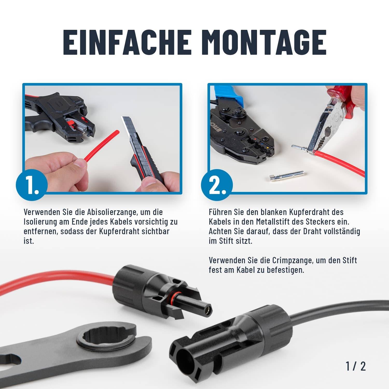 ABSINA Solarstecker/Buchse, 4er Pack