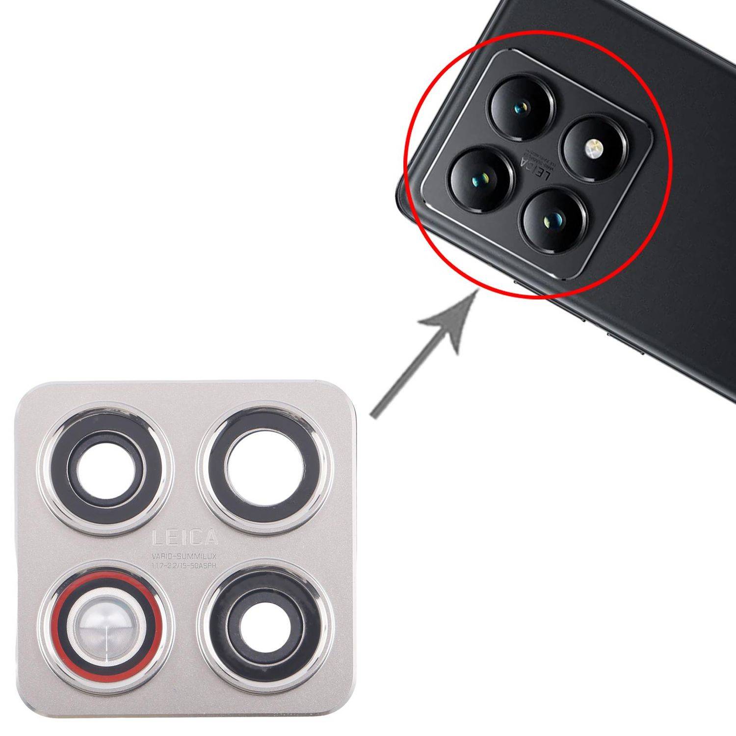 Für Xiaomi 14T Kamera Linse Abdeckung Reparatur Ersatzteil Silber