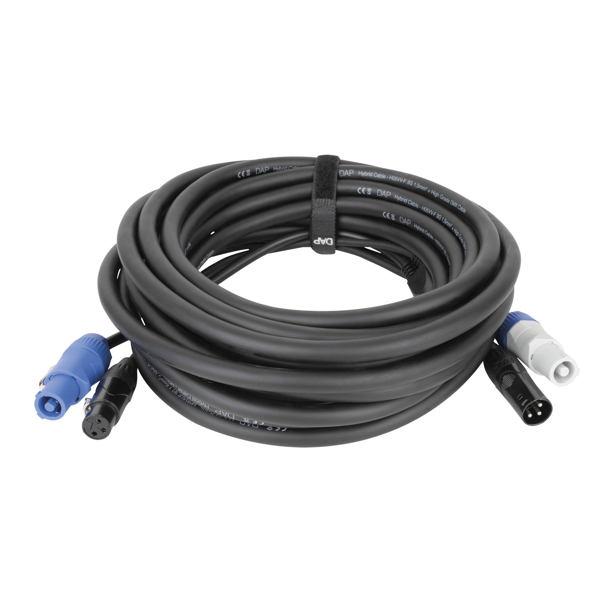 DAP FP20 Hybrid Cable - Power Pro & 3-pin XLR - DMX / Power 15 m - schwarze Ummantelung