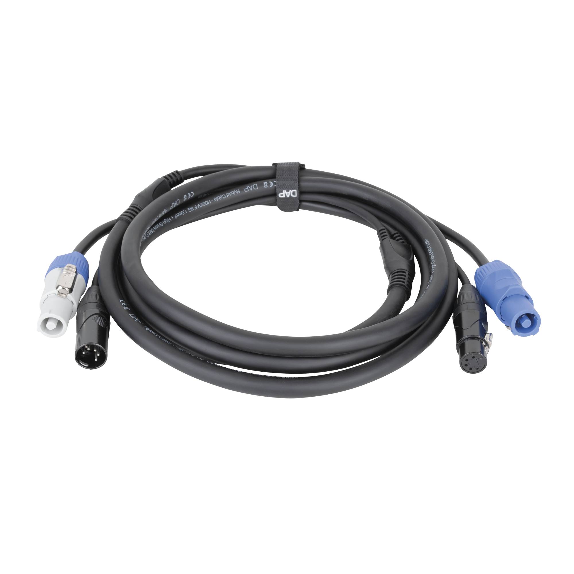 DAP FP21 Hybrid Cable - Power Pro & 5-pin XLR - DMX / Power 3 m - schwarze Ummantelung