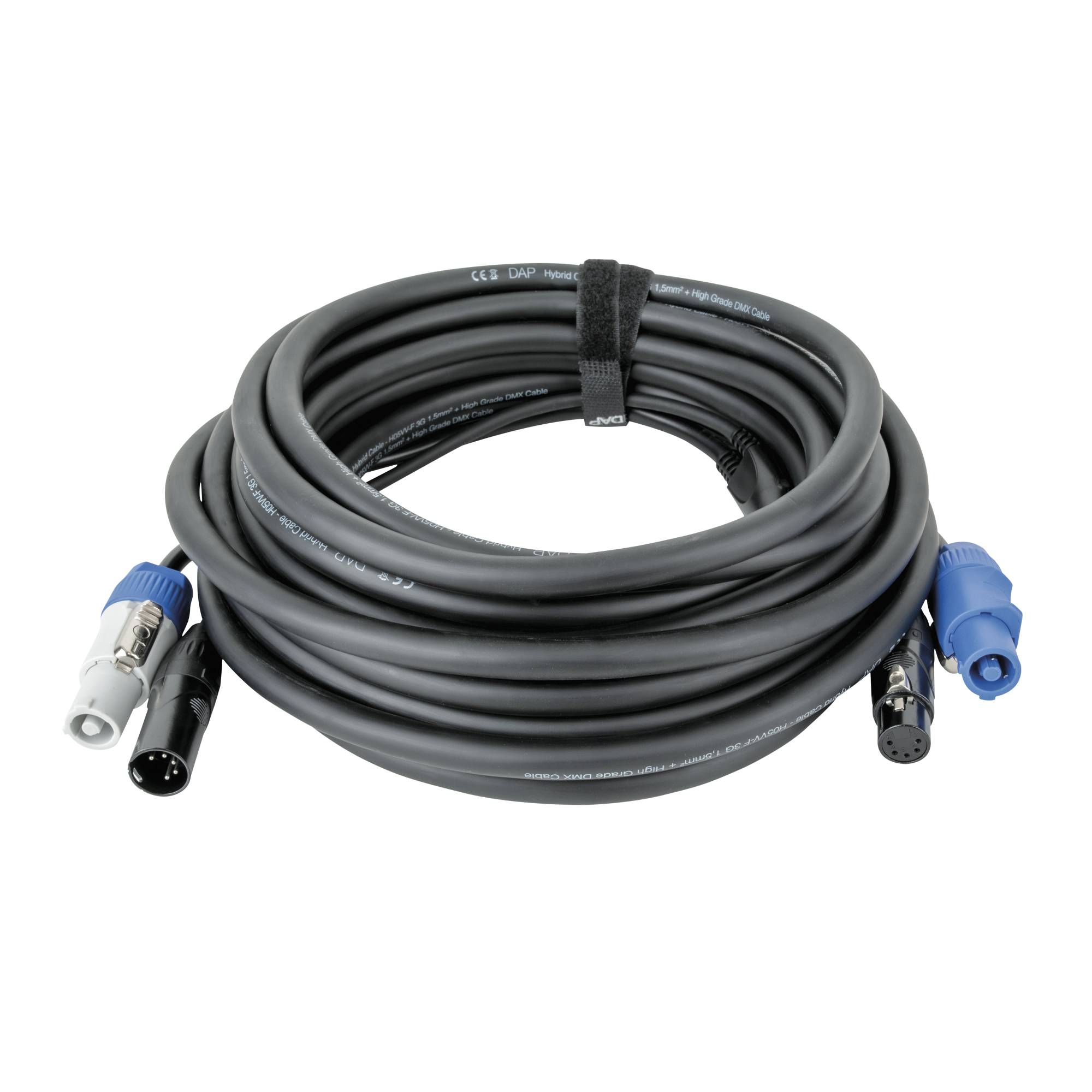 DAP FP21 Hybrid Cable - Power Pro & 5-pin XLR - DMX / Power 15 m - schwarze Ummantelung