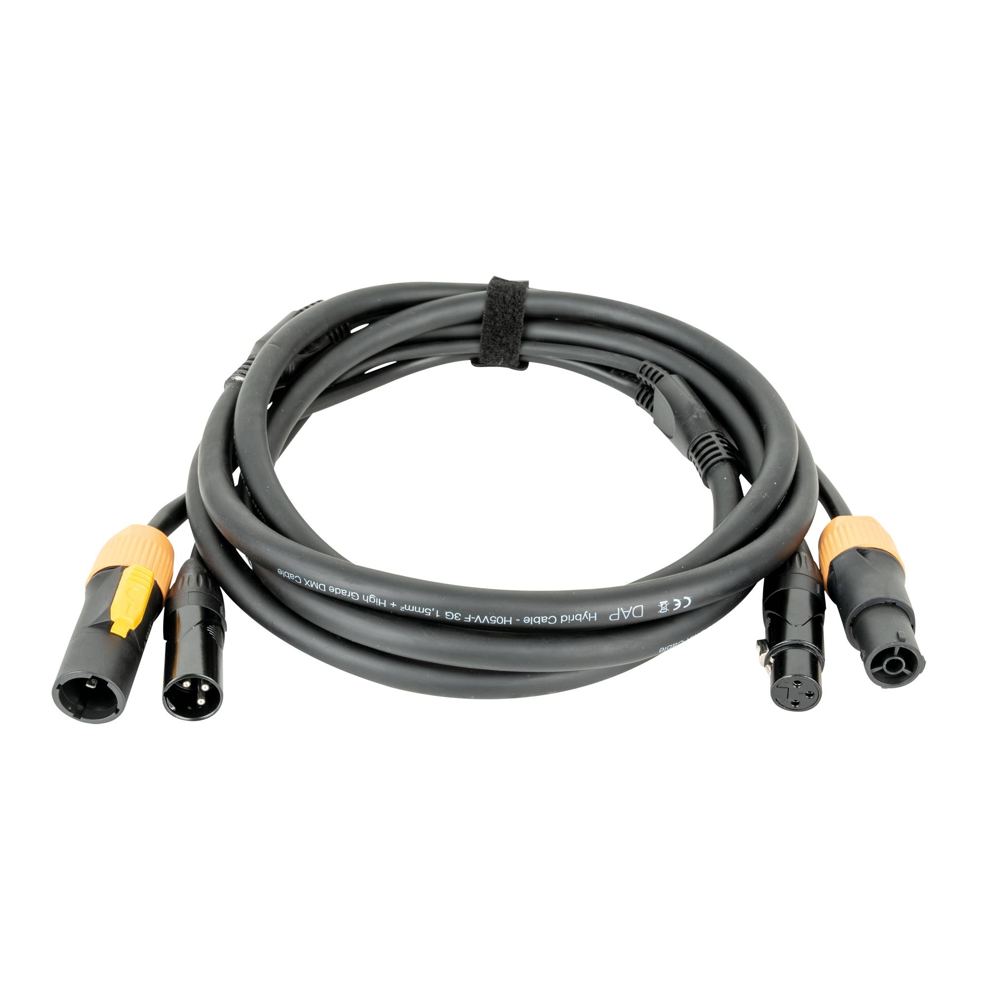 DAP FP22 Hybrid Cable - Power Pro True & 3-pin XLR - DMX / Power 3 m - schwarze Ummantelung