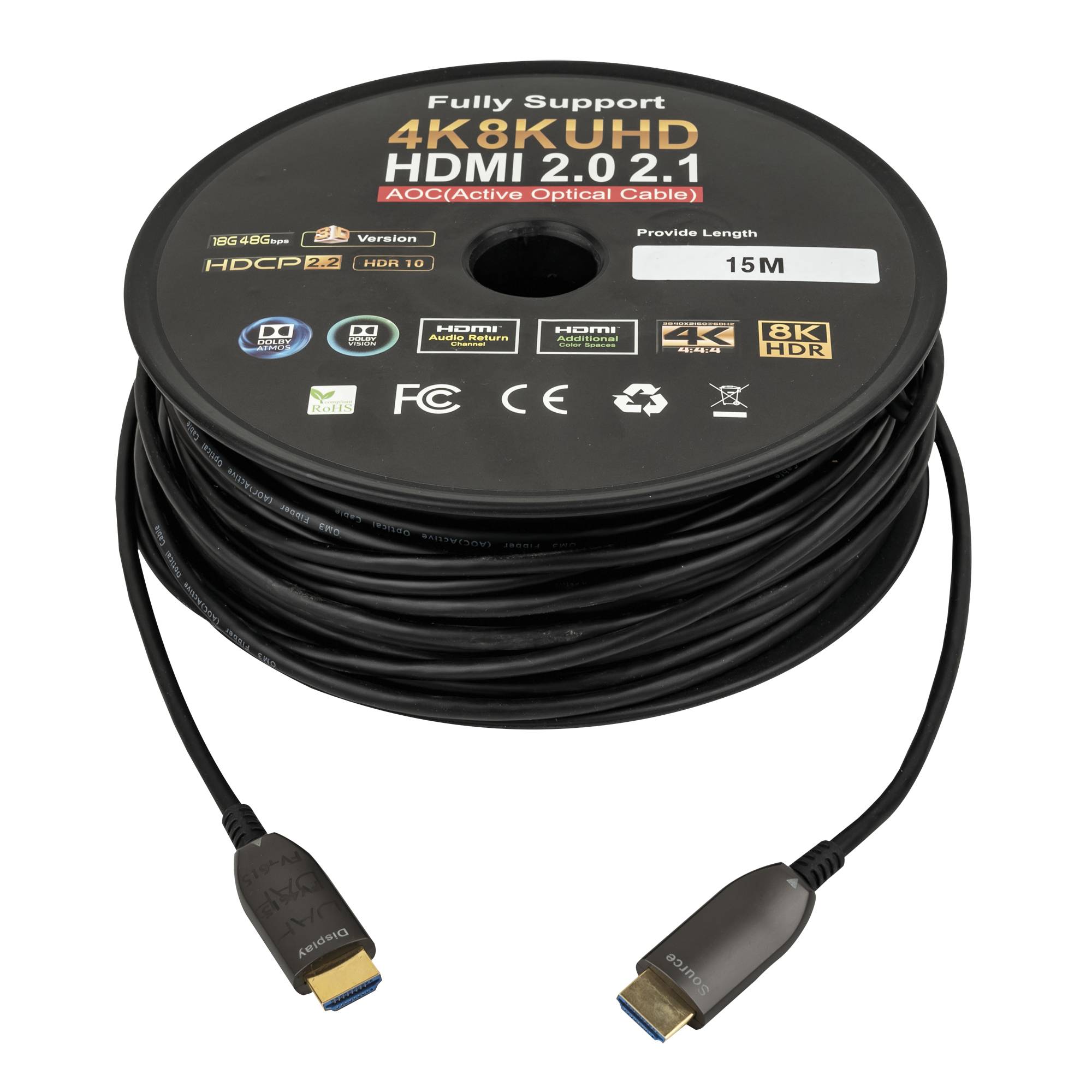 DAP HDMI 2.0 AOC 4K Fibre Cable Vergoldet - UHD- 15 m