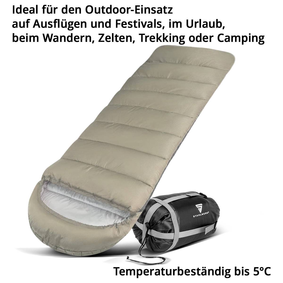 STAHLWERK Schlafsack SB-600 ST 2er Set - Outdoorschlafsack bis 5°C
