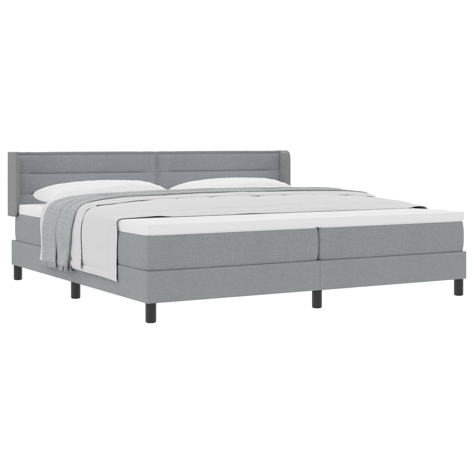 vidaXL Boxspringbett mit Matratze - Hellgrau - 200 x 200 cm - Stoff