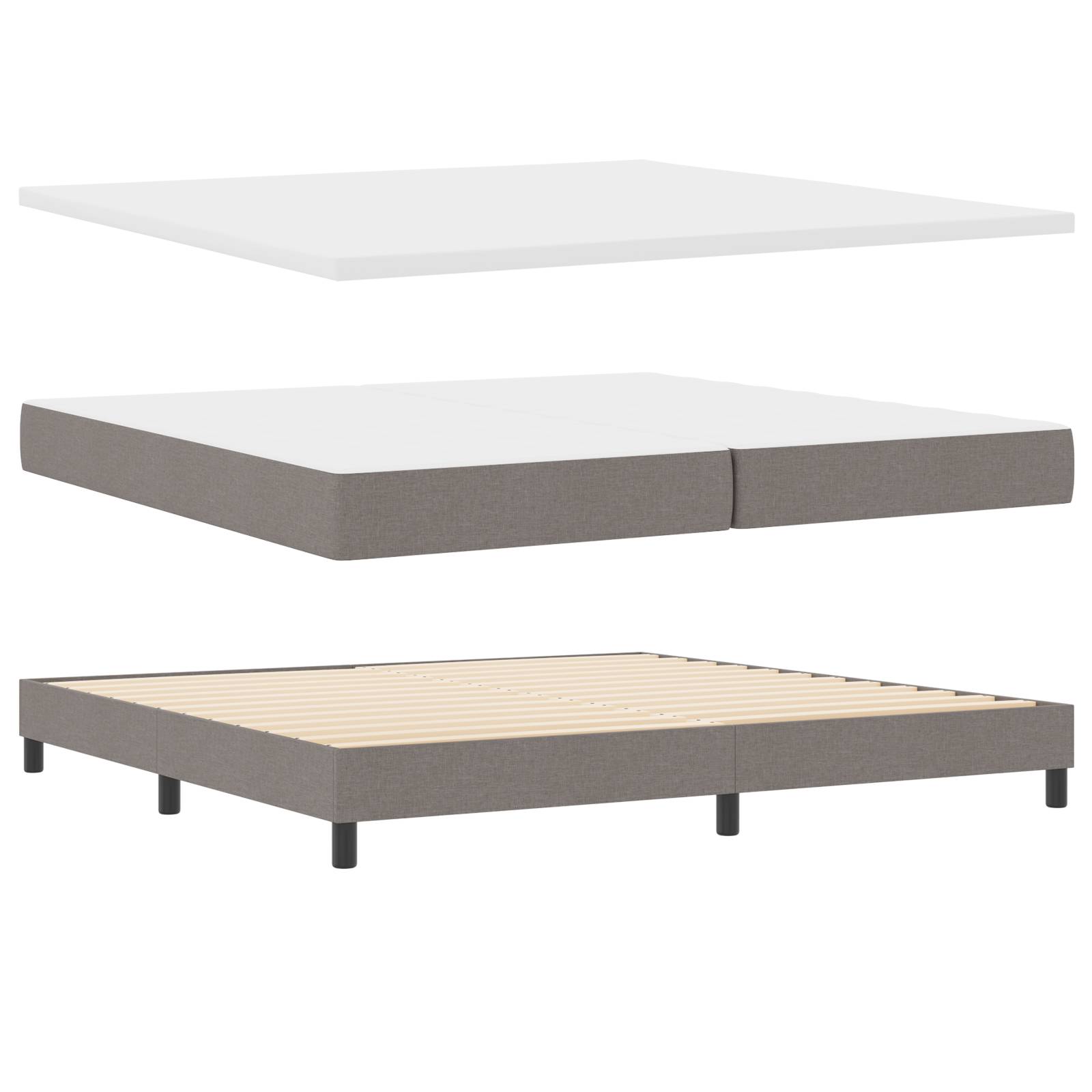 vidaXL Boxspringbett mit Matratze Taupe 200x200 cm Stoff