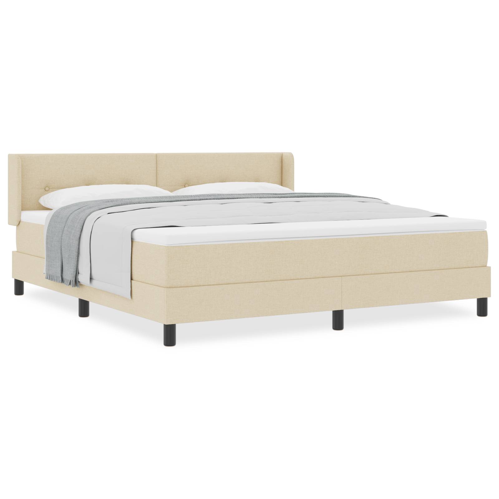 vidaXL Boxspringbett mit Matratze, Creme, 180 x 200 cm, Stoff