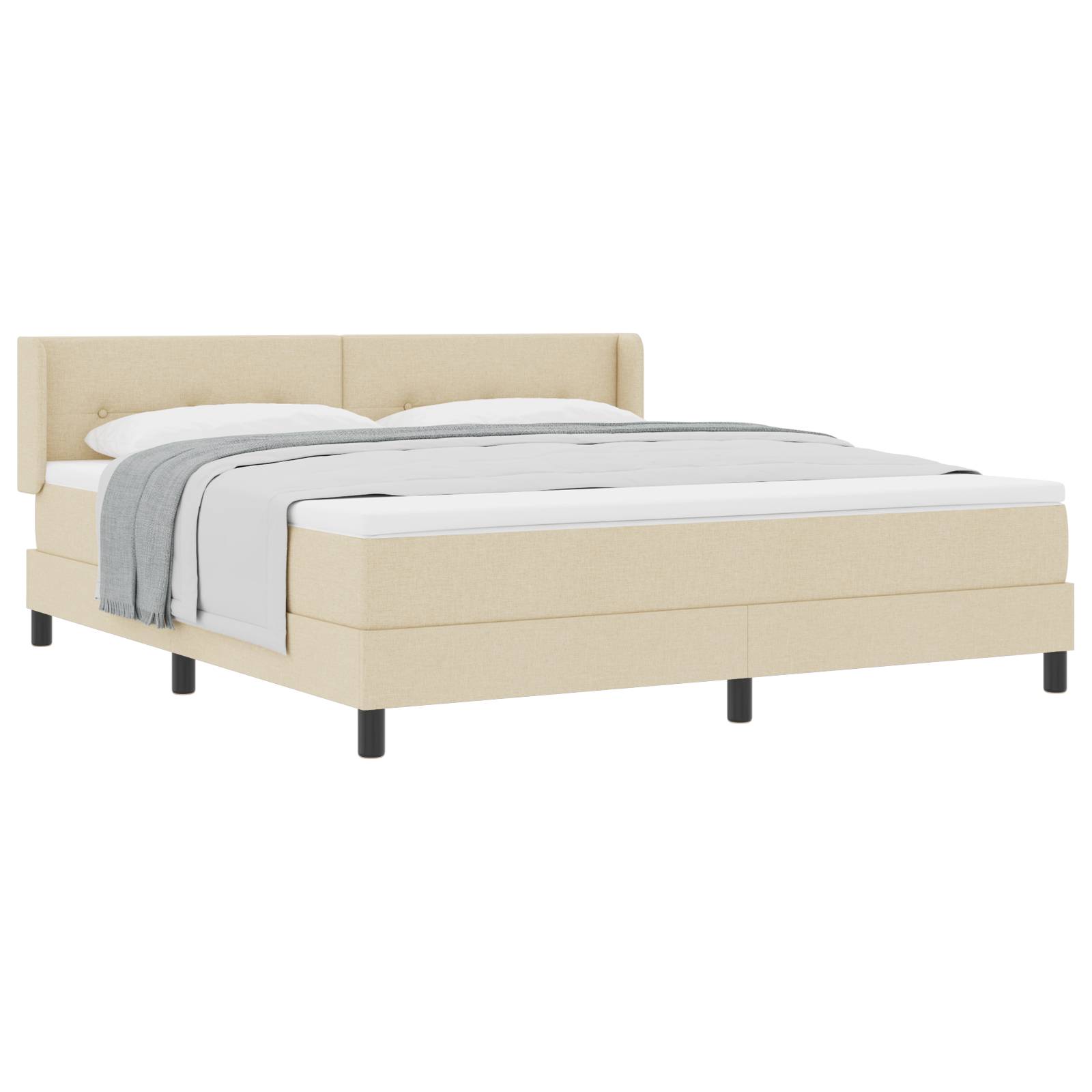 vidaXL Boxspringbett mit Matratze, Creme, 180 x 200 cm, Stoff