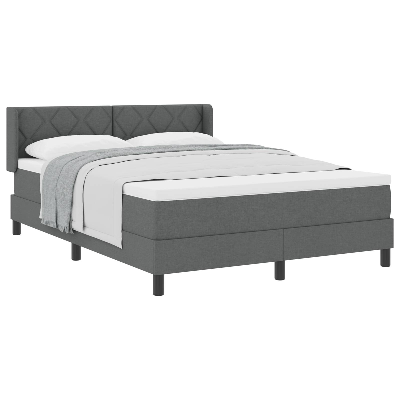 vidaXL Boxspringbett mit Matratze in Dunkelgrau, 140x200 cm aus Stoff