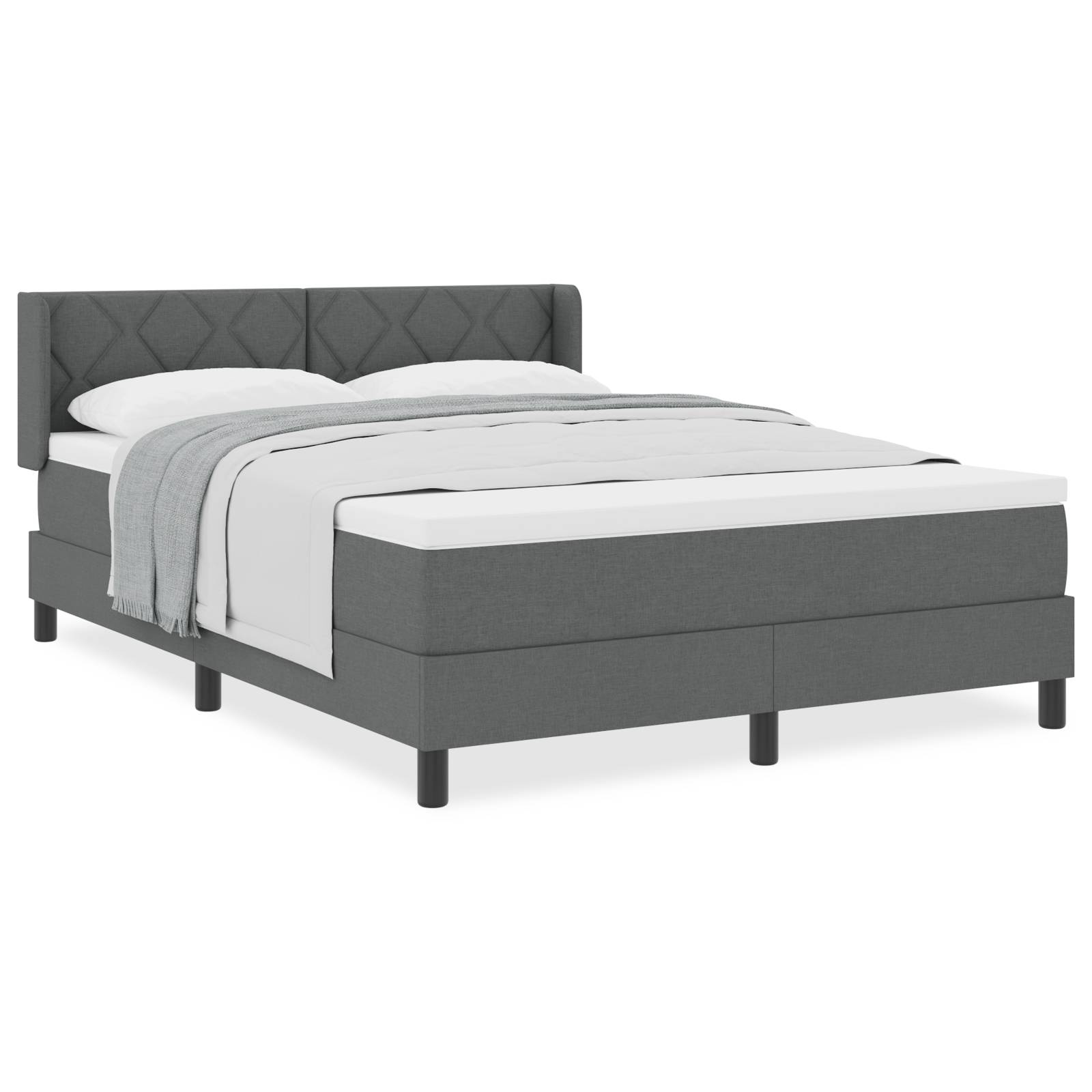 vidaXL Boxspringbett mit Matratze in Dunkelgrau, 140x200 cm aus Stoff