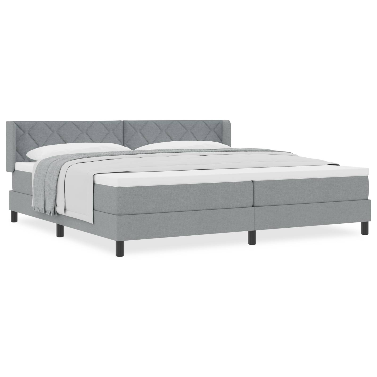 vidaXL Boxspringbett mit Matratze, Hellgrau, 200x200 cm, Stoff