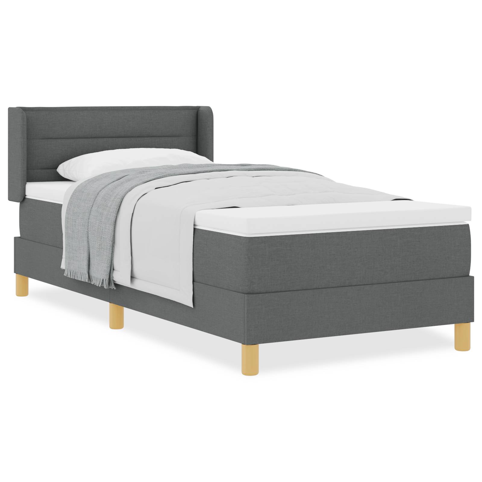vidaXL Boxspringbett mit Matratze in Dunkelgrau, 80 x 200 cm, Stoff