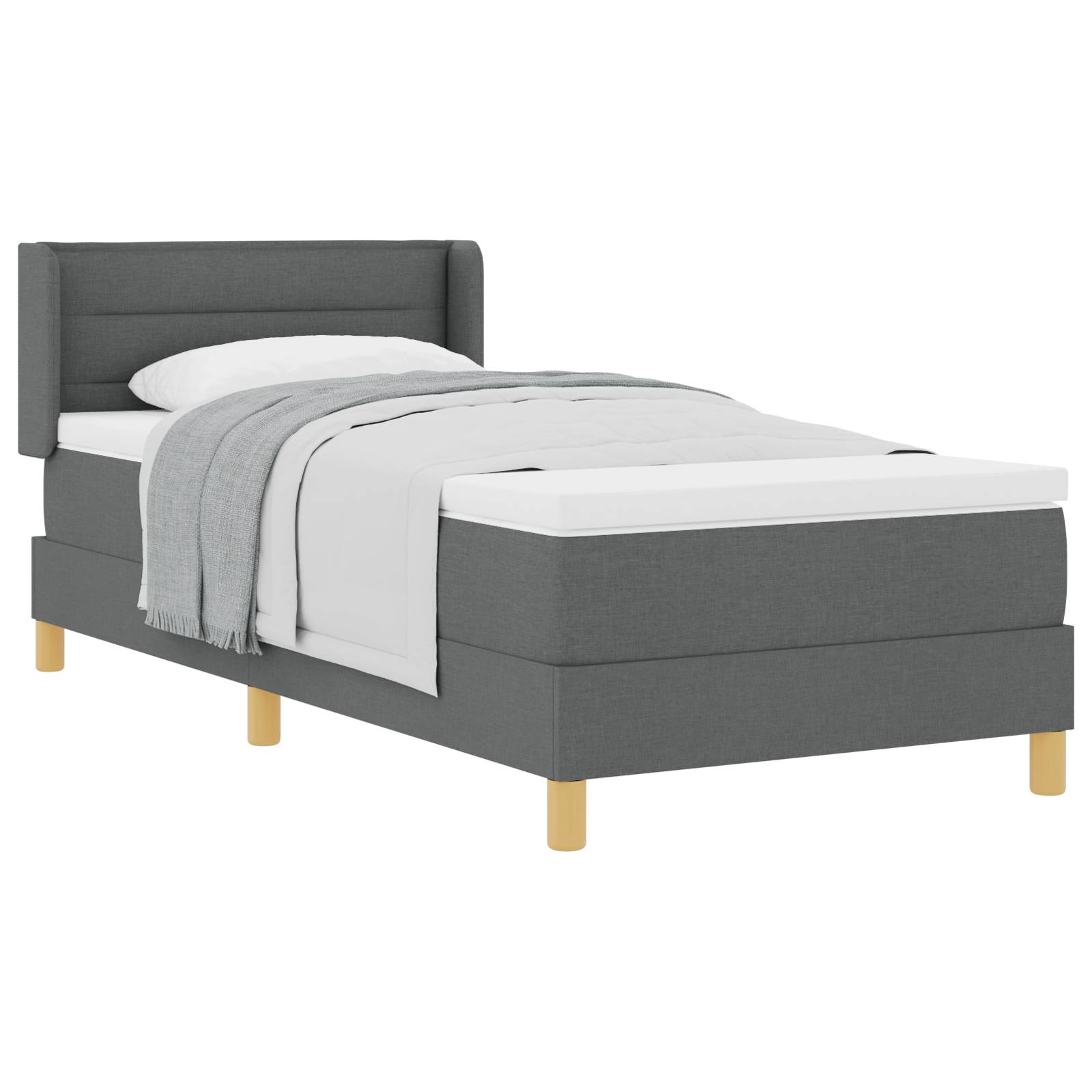 vidaXL Boxspringbett mit Matratze in Dunkelgrau, 80 x 200 cm, Stoff