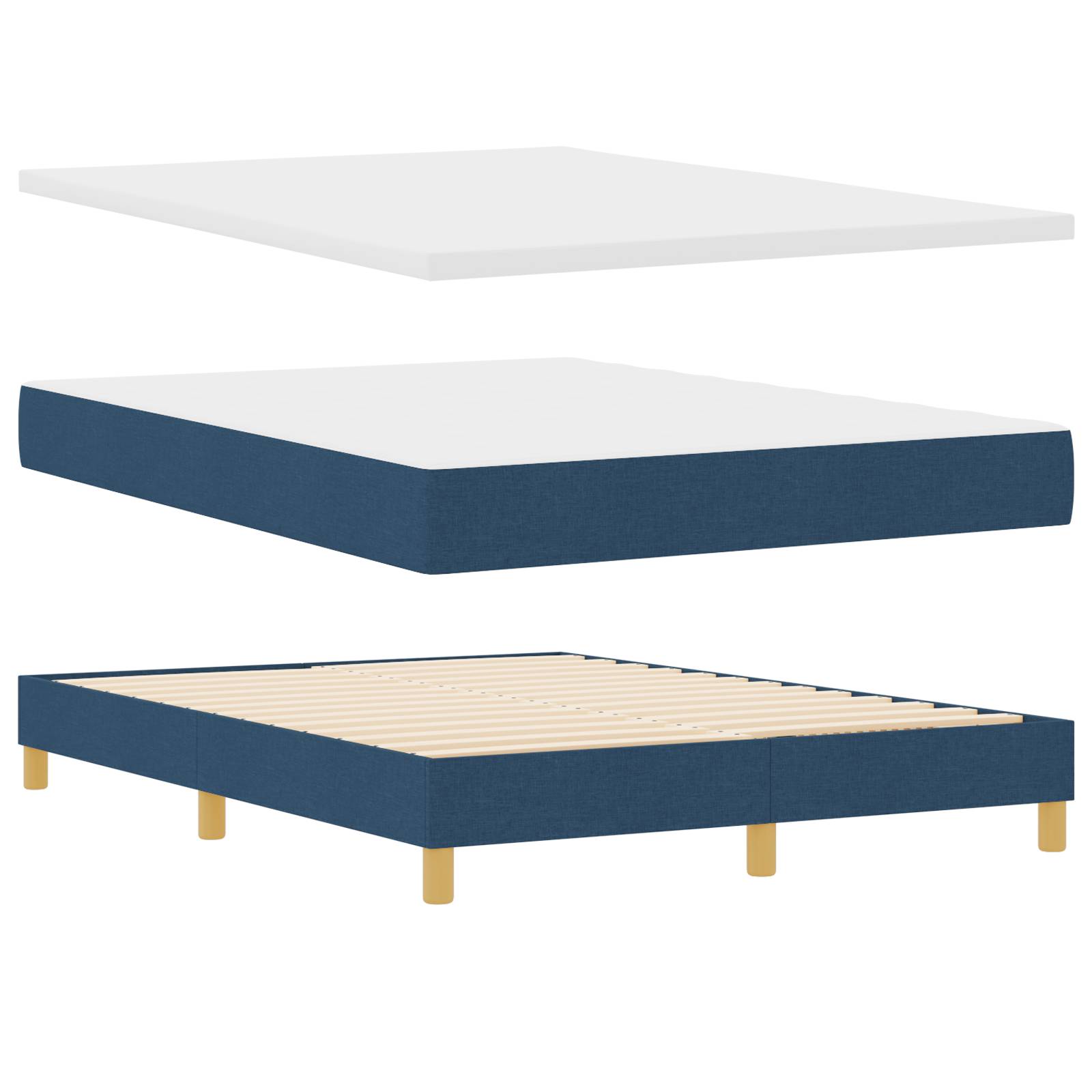 vidaXL Boxspringbett mit Matratze Blau 140x200 cm Stoff