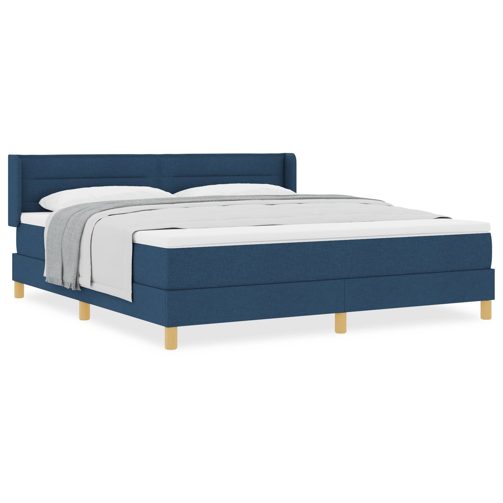 vidaXL Boxspringbett in Blau, 180 x 200 cm, mit Matratze, Stoff.