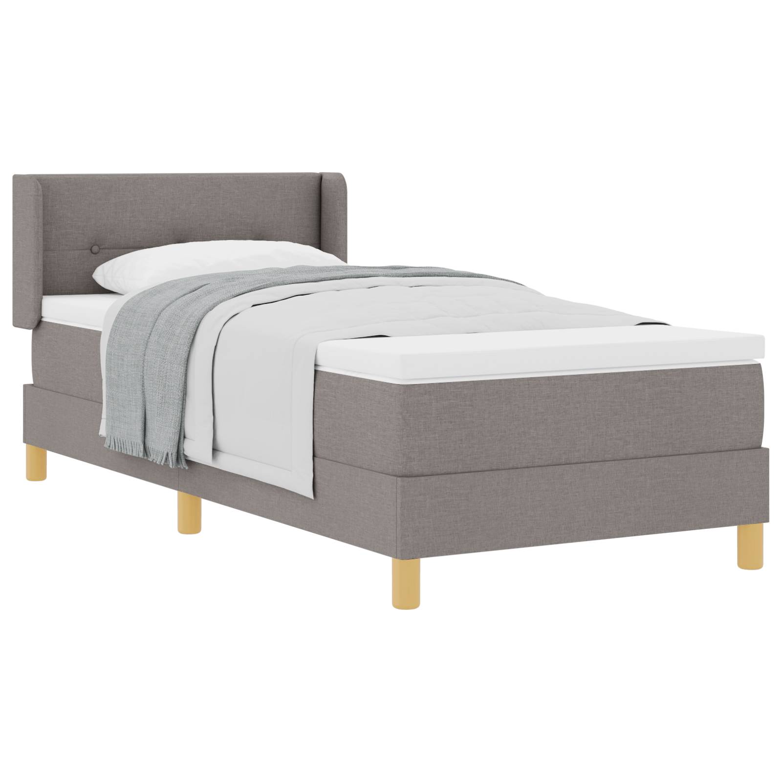 vidaXL Boxspringbett mit Matratze - Taupe, 90 x 190 cm, aus Stoff.