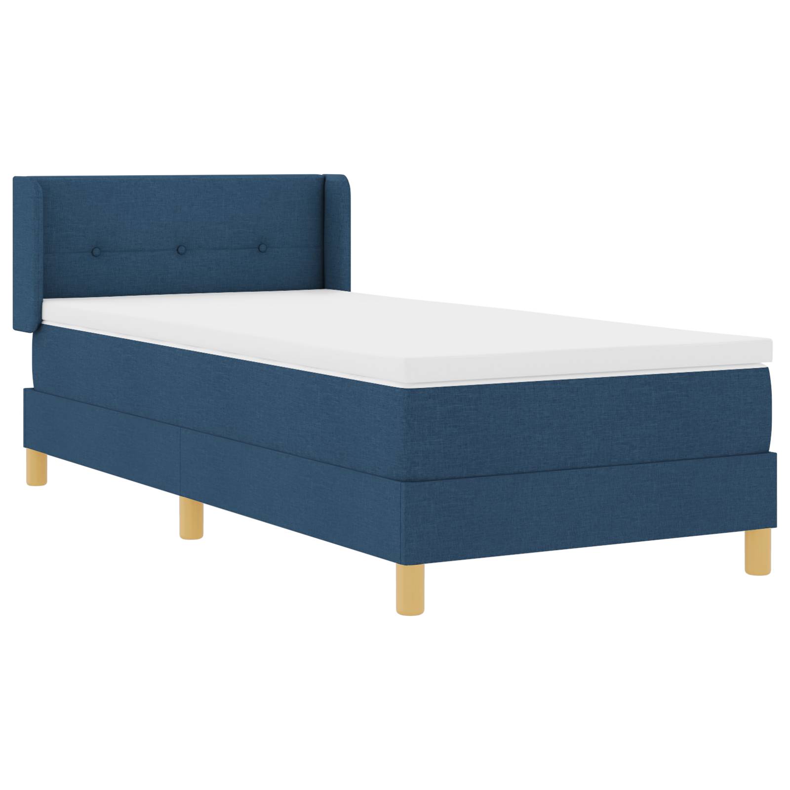 vidaXL Boxspringbett in Blau mit Matratze, 100 x 200 cm, aus Stoff.