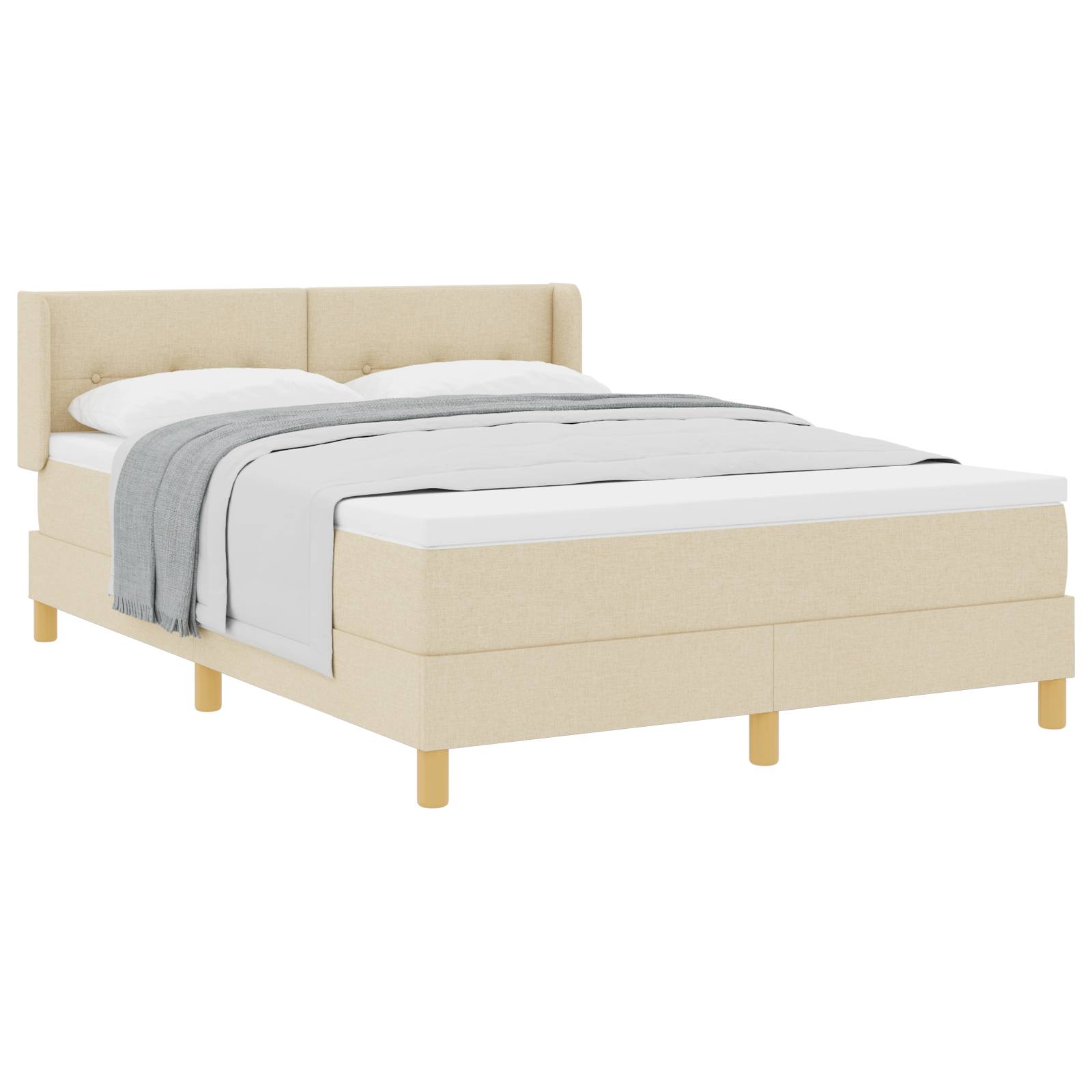 vidaXL Boxspringbett mit Matratze in Creme, 160 x 200 cm Stoff