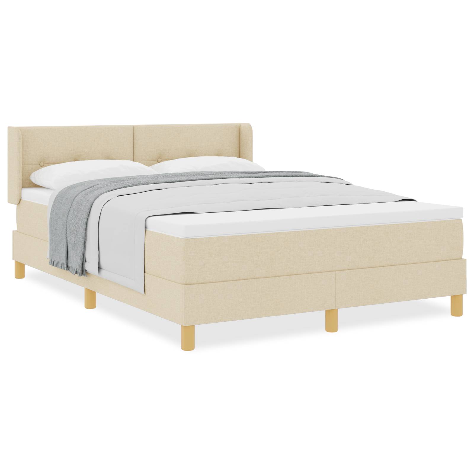 vidaXL Boxspringbett mit Matratze in Creme, 160 x 200 cm Stoff