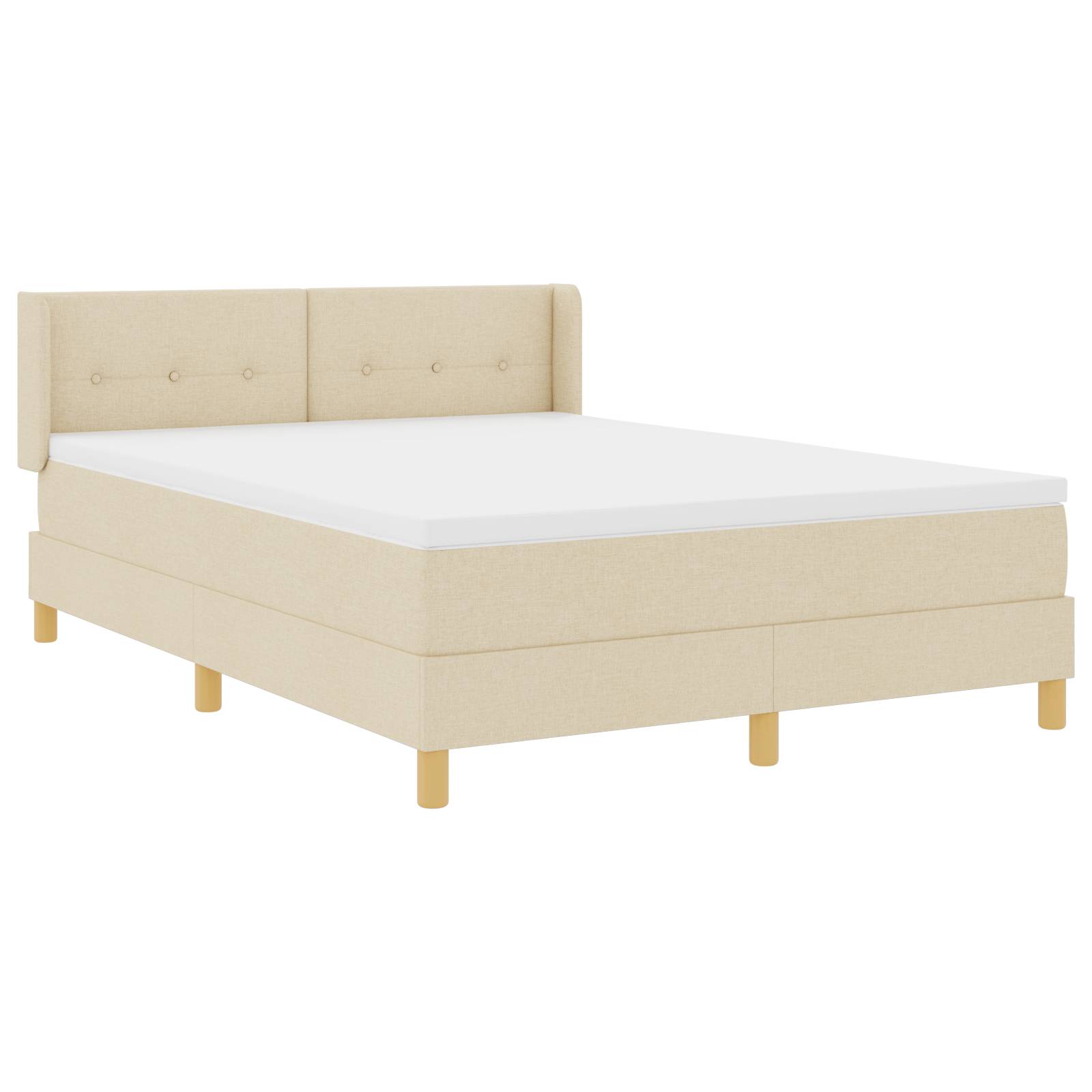 vidaXL Boxspringbett mit Matratze in Creme, 160 x 200 cm Stoff