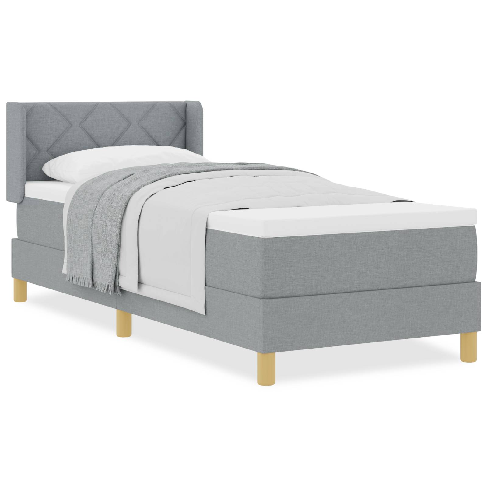 vidaXL Boxspringbett in Hellgrau mit Matratze, 80 x 200 cm, Stoff
