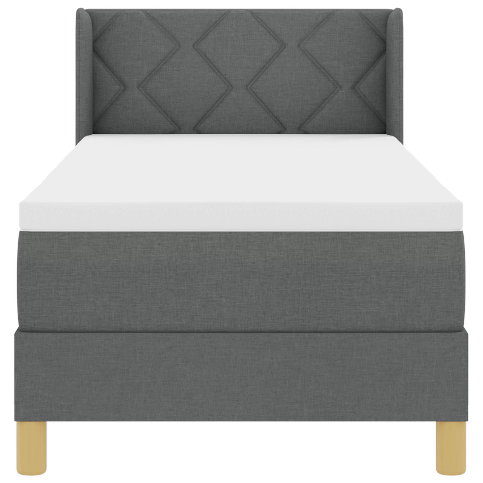 vidaXL Boxspringbett mit Matratze - Dunkelgrau, 80 x 200 cm, Stoff