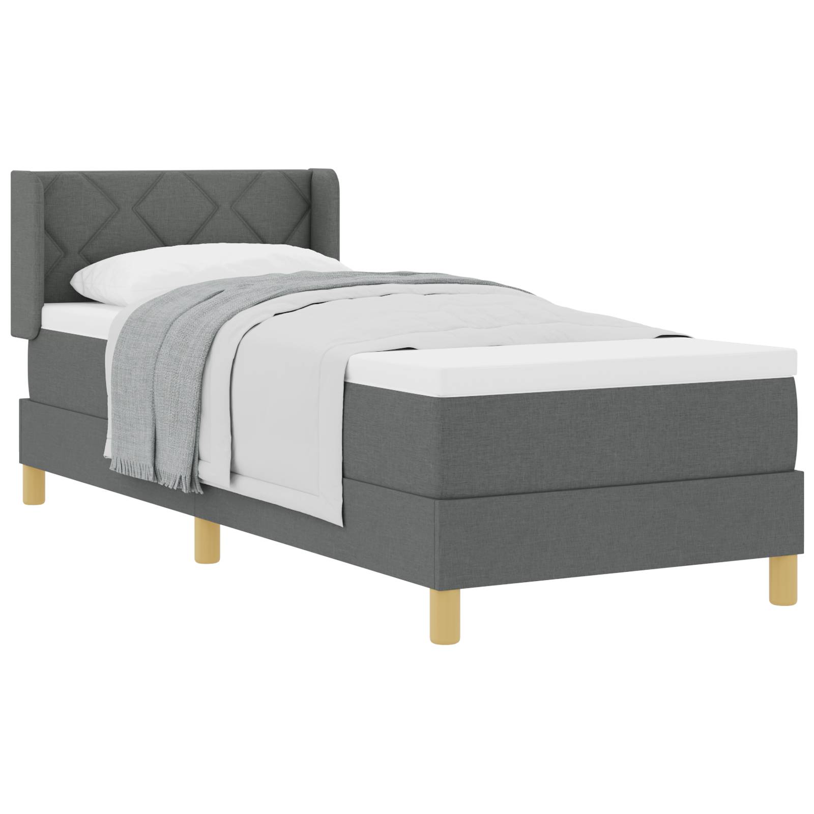 vidaXL Boxspringbett mit Matratze - Dunkelgrau, 80 x 200 cm, Stoff