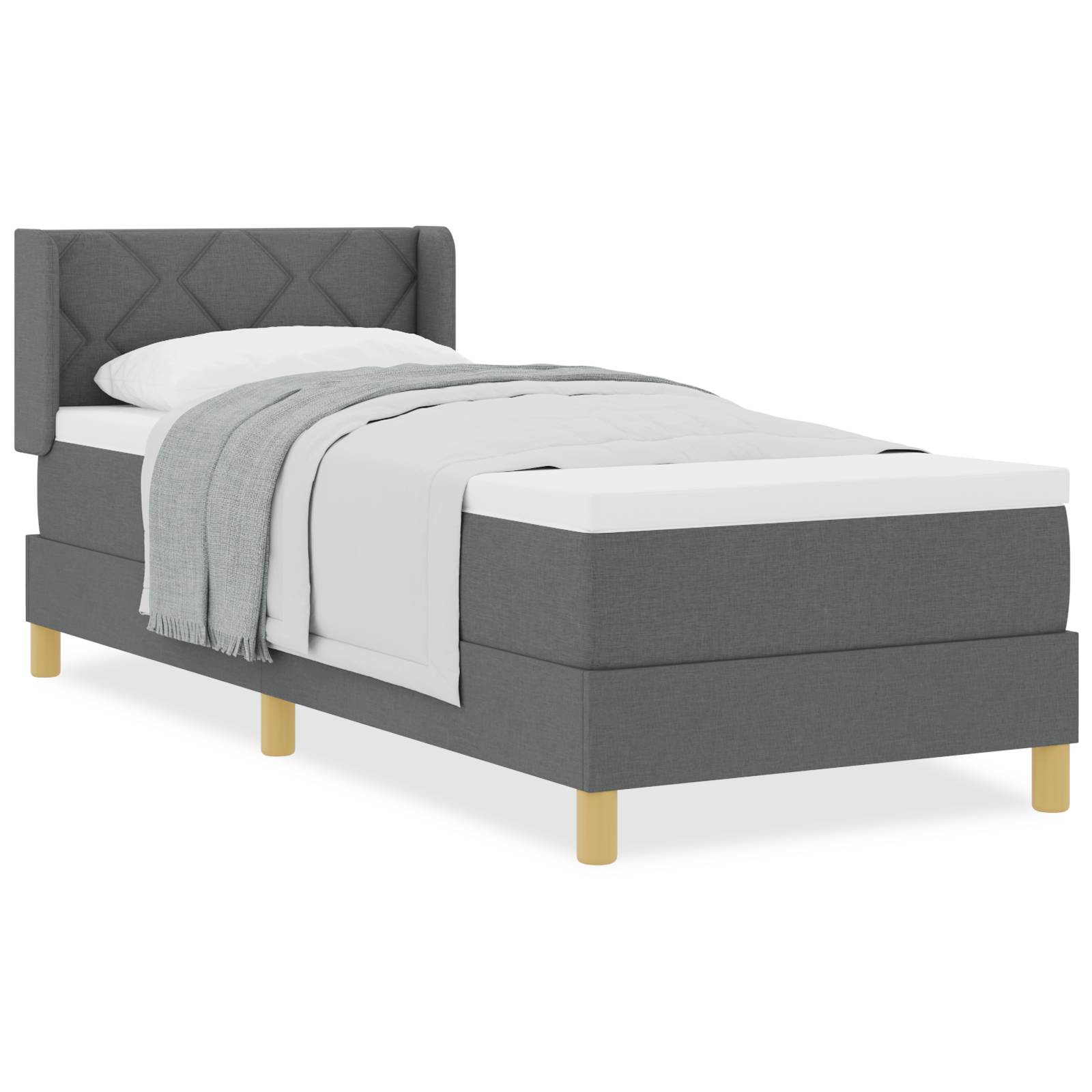 vidaXL Boxspringbett mit Matratze - Dunkelgrau, 80 x 200 cm, Stoff