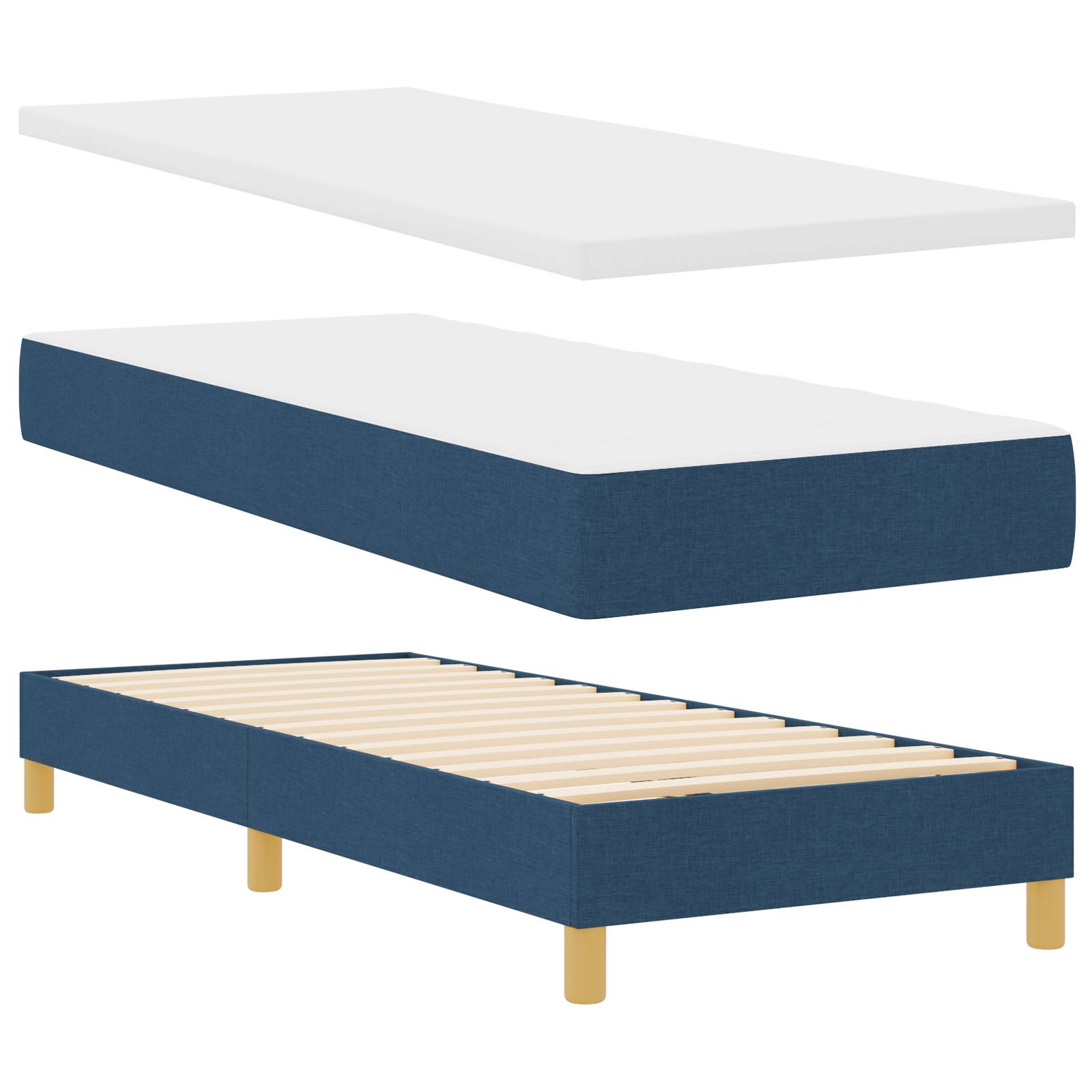 vidaXL Boxspringbett mit Matratze Blau 80x200 cm Stoff