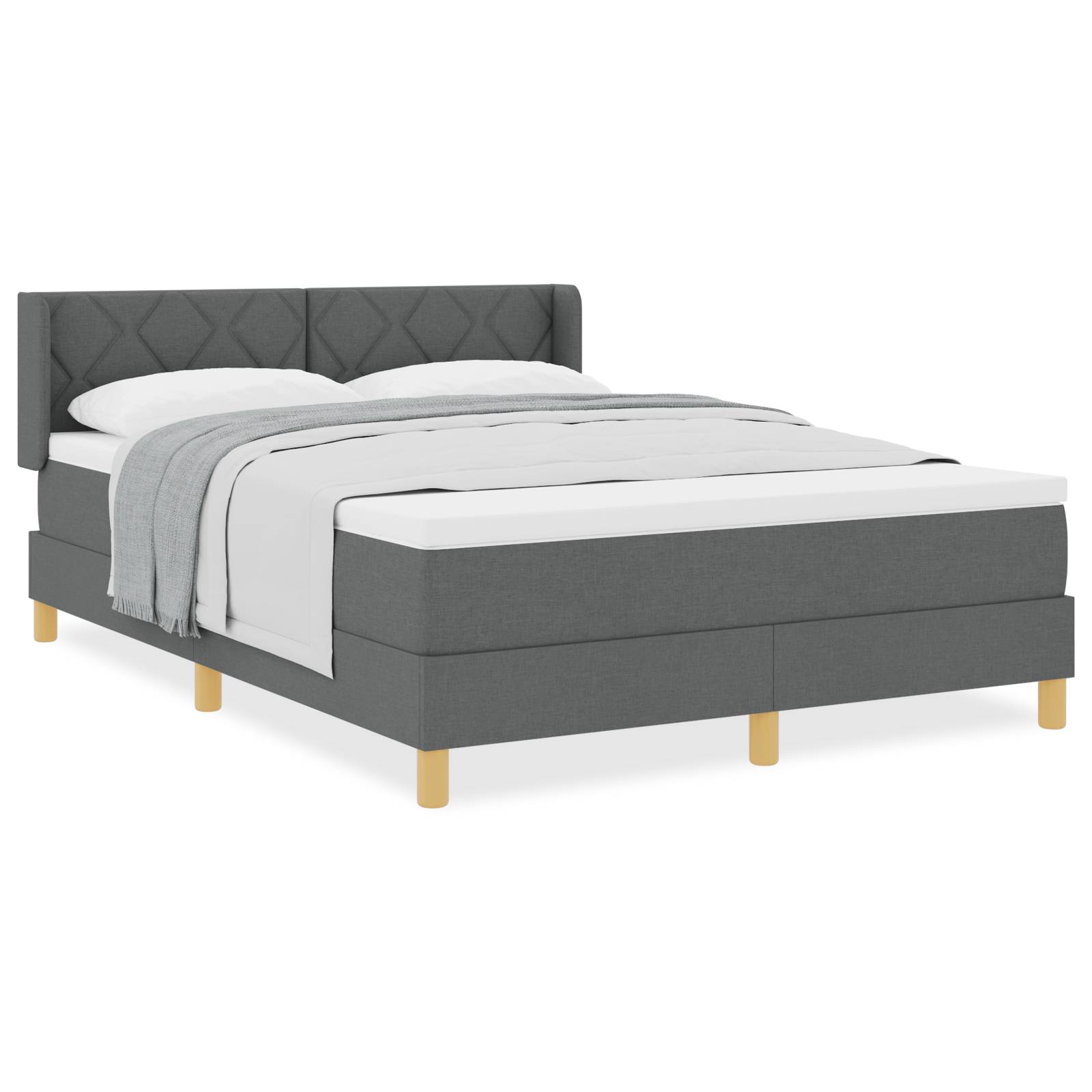 vidaXL Boxspringbett mit Matratze in Dunkelgrau, 140 x 190 cm, Stoff